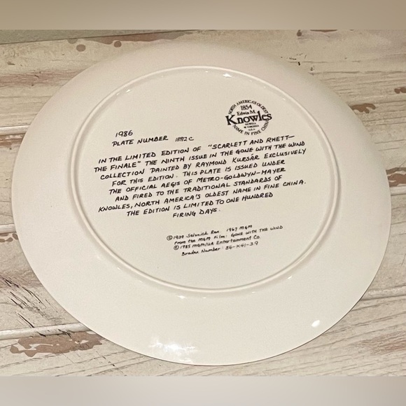 Scarlett And Rhett The Finale Plate Knowles Gone With The Wind 18912C - Picture 2 of 3
